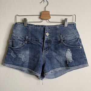 No Boundries Vintage Juniors Sz 11 Y2K Denim Micro Low Rise Jean Shorts Festival